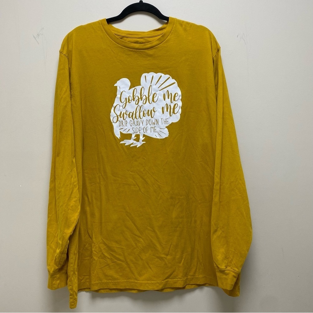 Thanksgiving Heat Transfer Long Sleeve Crew Neck Tee 2XLT